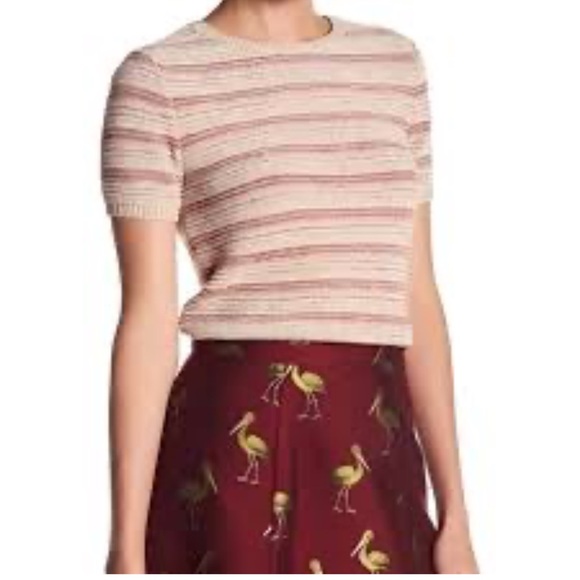 Alice + Olivia Sweaters - Alice + Olivia Top Knit Baylor Short Sleeve Textured Stripe Sweater
